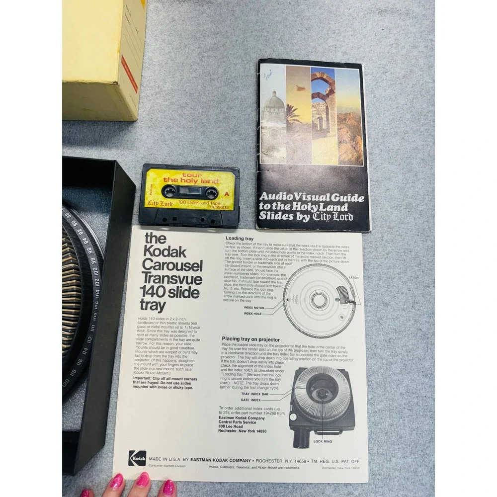 Kodak Carousel Transvue 140 Slide Tray Holy Land Audio Visual Guide Set Vintage‎